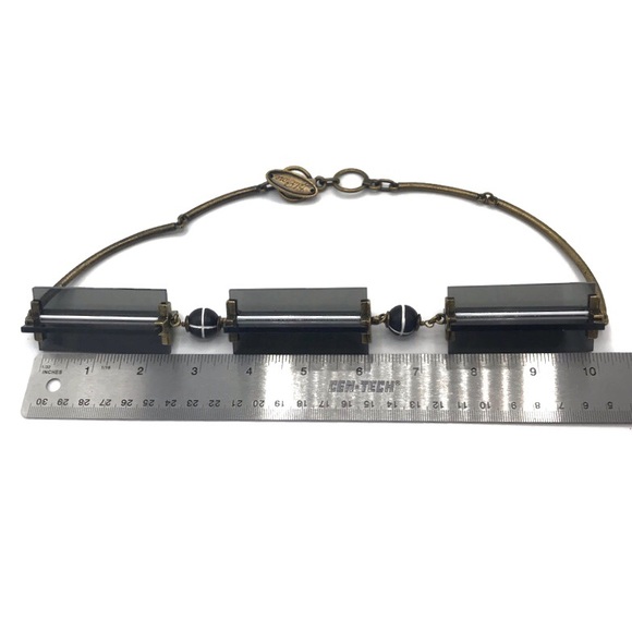 Lela Rose Designer Chunky Acrylic Gold Tone Statement Collar Necklace Toggle - Picture 9 of 9